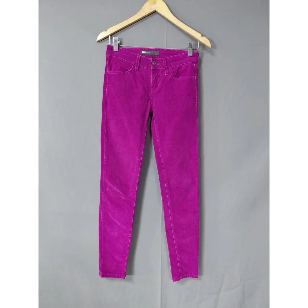 Levi's Pink Leggins Stretch Pants Women Slim Corduroy Size 25
